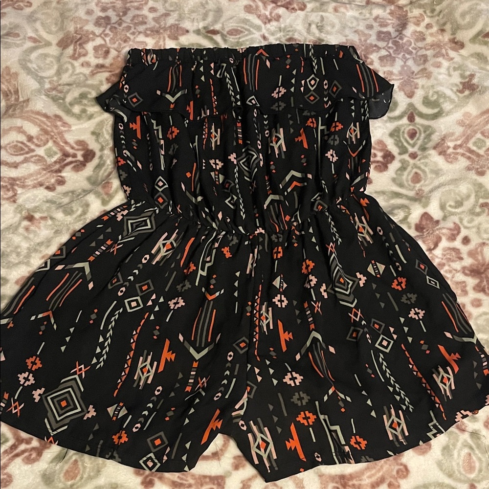 Copper Key Black and Orange Patterned Jumpsuit